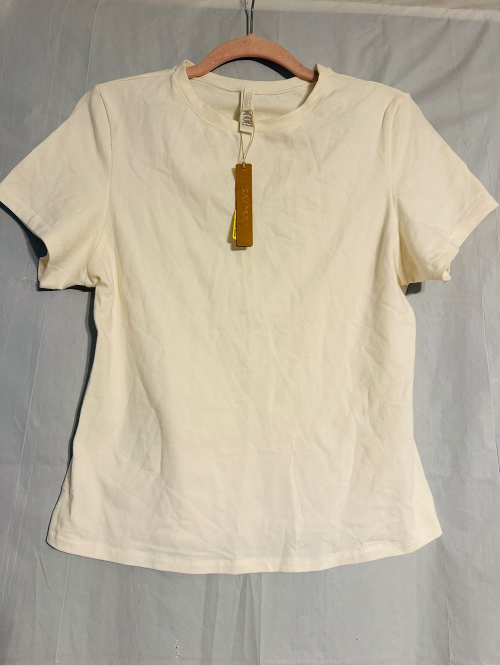 SKIMS Cotton Jersey T-Shirt Women’s XL Marble Cream Short Sleeve NWT $48